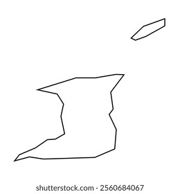 undefinedTrinidad and Tobago country thin black outline silhouette. Simplified map. Vector icon isolated on white background.