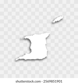 undefinedTrinidad and Tobago high detailed vector representation of country silhouette. White color on transparent background with dropped shadow. For educational, decorative, or informational use.