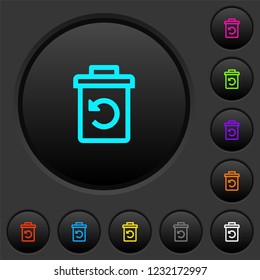 Undelete dark push buttons with vivid color icons on dark grey background