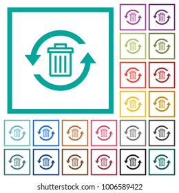 Undelete flat color icons with quadrant frames on white background
