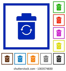Undelete flat color icons in square frames on white background