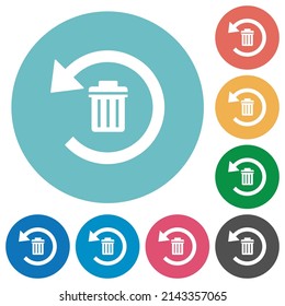 Undelete flat white icons on round color backgrounds