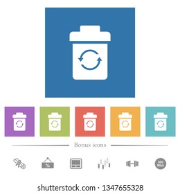 Undelete flat white icons in square backgrounds. 6 bonus icons included.