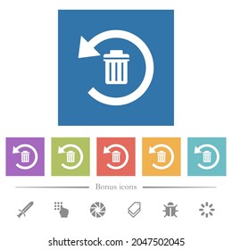 Löschen Sie flache weiße Symbole auf quadratischen Hintergrund. 6 Bonussymbole sind im Lieferumfang enthalten.