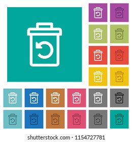 Undelete multi colored flat icons on plain square backgrounds. Included white and darker icon variations for hover or active effects.