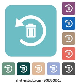 Undelete white flat icons on color rounded square backgrounds