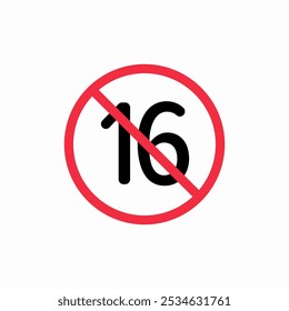 under 16 forbidden icon sign vector