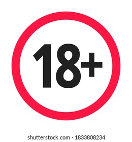 Under 18 forbidden round icon sign vector illustration. Eighteen or older persons adult content 18 plus only rating isolated on white background.