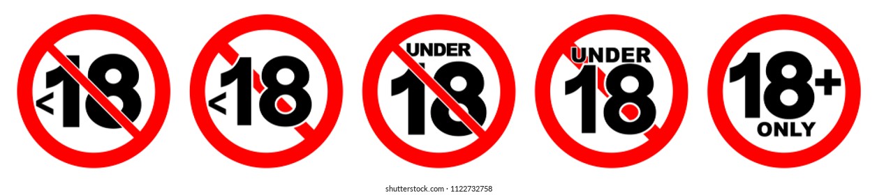 Under 18 not allowed sign. Number eighteen in red crossed circle.