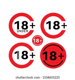 Under 18 not allowed sign. Number eighteen in red crossed circle.