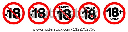 Under 18 not allowed sign. Number eighteen in red crossed circle.