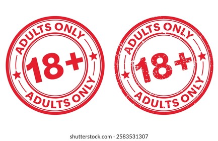 Under 18 rubber stamp, adults only vector template