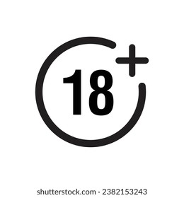 Under 18 sign warning symbol. Over 18 only censored isolated vector illustration on white background.