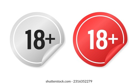 Under 18 sticker vector illustration. 18+ adults only concept. Adults only 18 years sticker. Vector illustration