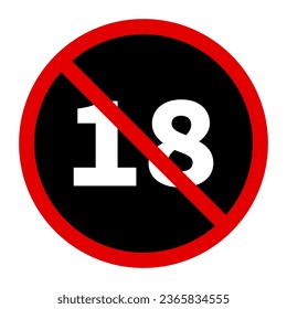 Icono restringido menor de 18 años. Vector.