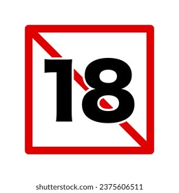 Under 18 years old restriction icon. Age limit. Vector.