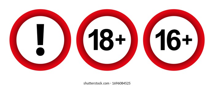 Under 18-16 sign warning. vector icon