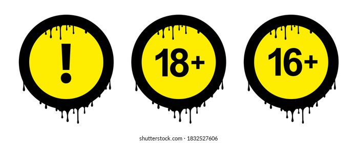 Under 18-16 sign warning. vector icon