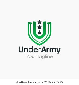 Under Army Logo Design Template: Letter U Symbol. This modern alphabet-inspired logotype is perfect for Technology, Business, Organizations, Personal Branding, and more.
