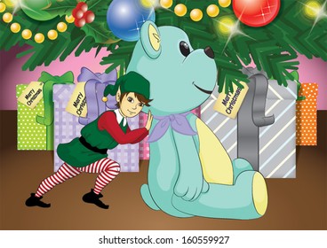 Under the Christmas tree - vector
