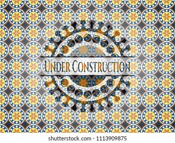  Under Construction arabic style badge. Arabesque decoration.