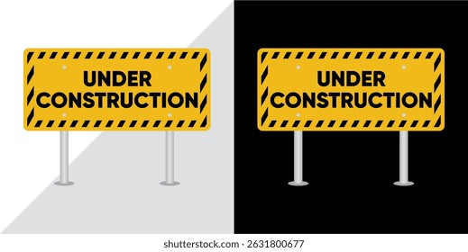Sob a área de construção placa amarela vetor