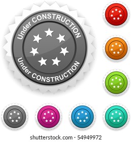  Under construction award button. Vector.