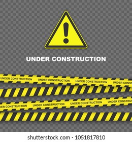 Bajo el fondo de construcción con bordes rayados negros y amarillos ilustración vectorial. Web de franja fronteriza, banner de advertencia