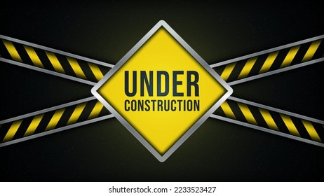 Under construction background with black and yellow stripes