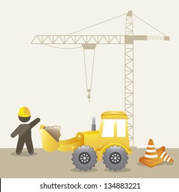 under construction background with man cartoon. vector illustration