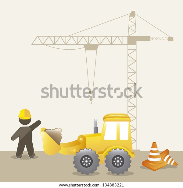under construction background with man\
cartoon. vector\
illustration