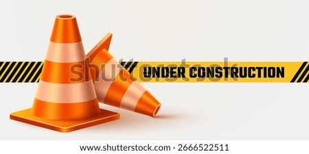 Under construction background with road cone. Vector illustration