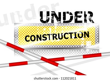 Under construction background sign with barrier