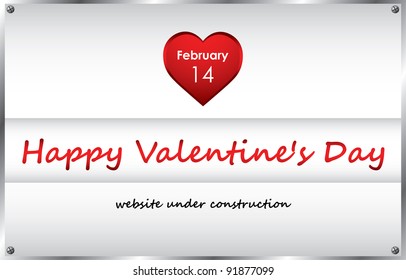 under construction background with valentine's day design