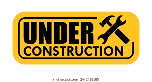 under construction banner design. warning massage vector illustration.