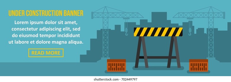 Under construction banner horizontal concept. Flat illustration of under construction banner horizontal vector concept for web