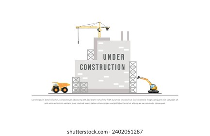 Under Construction banner for web isolated by white color