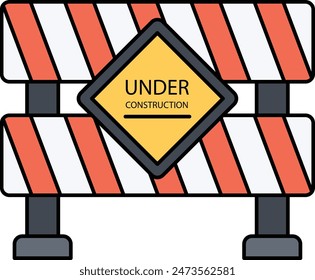 Under Construction Barricade concept, Danger Zone Public Restricted Area vector outline design, Industrial Equipment Symbol, 1st of May Sign, International Workers Day stock illustration