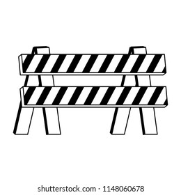 Under construction barrier in black and white