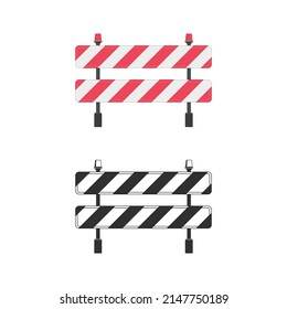 Under Construction Barrier isolated on white background. Symbols of restricted area which are in under construction processes. Fence of building or repair works sign. 