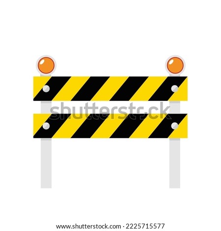 Under Construction Barrier isolated on white background. Symbols of restricted area which are in under construction processes. Fence of building or repair works sign.