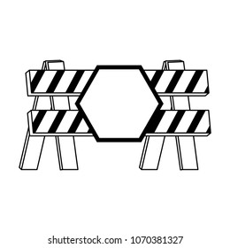 Under construction barrier on black and white