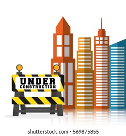 under construction barrier road building background vector illustration eps 10