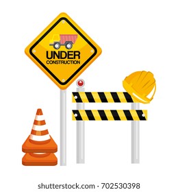 under construction barrier road sign cone warning
