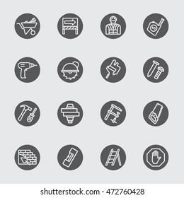 Under construction black circles line icon