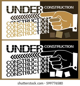 Under construction black icon.
Poster informing about technical works on a certain area of human activity.