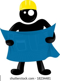Under construction black man set of icons