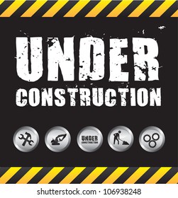 Under construction black and white background, Vector illustration