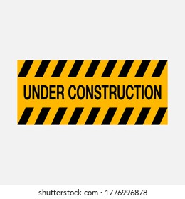 Under construction board icon. Industrial warning, danger alert symbol.