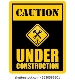under construction, board and sign vector